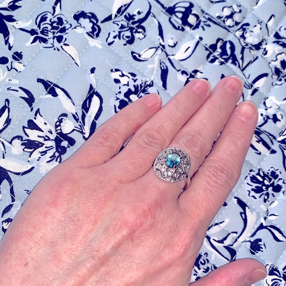 DAINTY VINTAGE BLUE TOPAZ STERLING RING